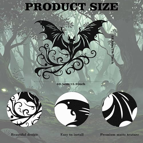 Gothic Bat Wall Decor - Metal Vampire Style Halloween Room Ornament