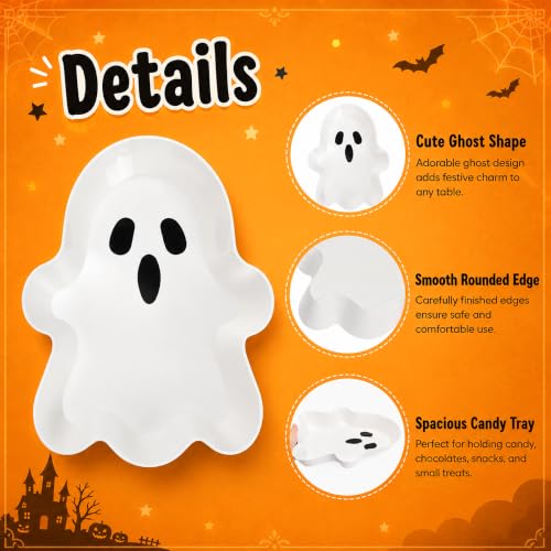 Ghost-Shaped Halloween Candy Serving Trays - 3 Pack Ghost Candy Bowls