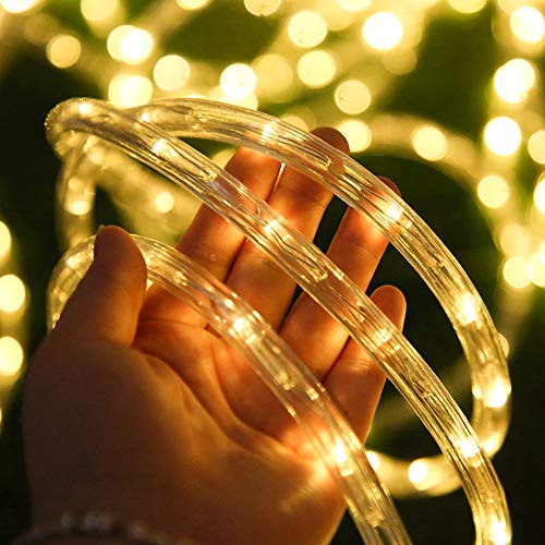 50ft Waterproof Rope Lights - Warm White Connectable LED Outdoor Decor