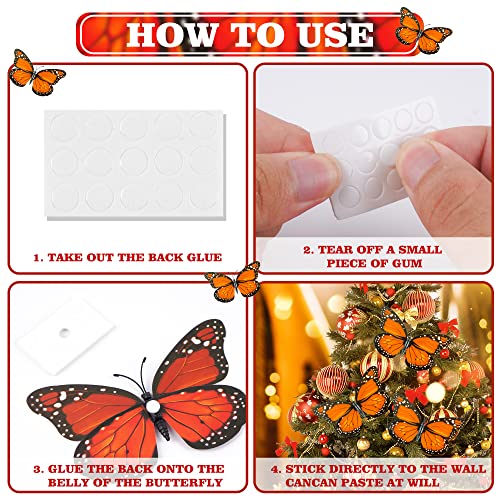 Orange Monarch Butterfly Wall Decor Set - 100 Realistic Artificial Butterflies for Crafts & Events