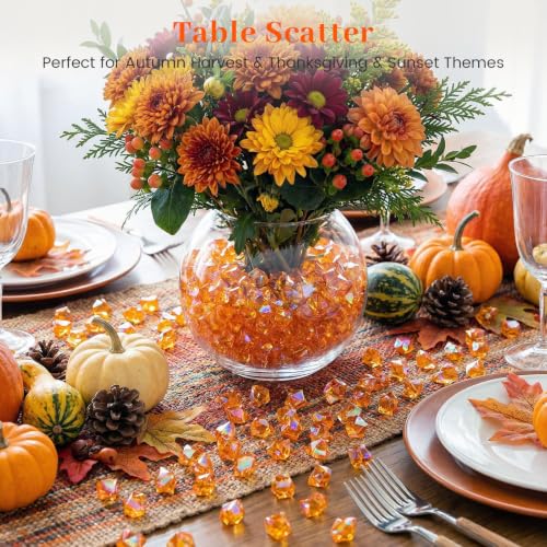 Orange Iridescent Fake Ice Rocks - 180 pcs Acrylic Crystal Decor