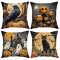 Halloween Pillow Covers Set of 4 20x20 Inch Velvet Ghost Pumpkin Cat Decor - Variation of THIS listing