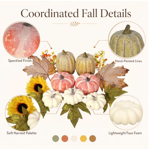 Autumn Decor Set - 15 PCS Artificial Pumpkin Fall & Thanksgiving Decor