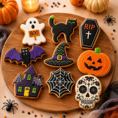 Halloween Cookie Cutter Set 9 Pcs Stainless Steel Shapes for Baking Party