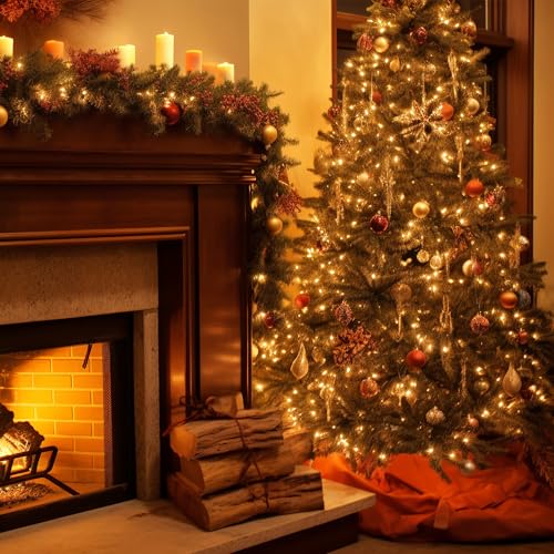 Outdoor Indoor Christmas String Lights - 99FT 300 LED Warm White Fairy Lights with 8 Modes & Timer - Green Wire