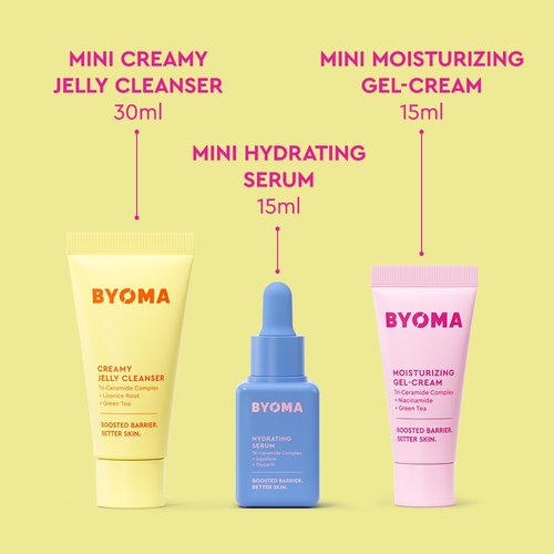 BYOMA So Hydrating Set - Barrier Repair Skincare Collection - Cleanser, Serum & Moisturizer for Dry Skin - 30ml, 15ml, 15ml