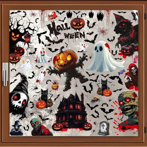 Halloween Window Clings - Ghost Bat Pumpkin Skeleton Decor - Ghost Variation
