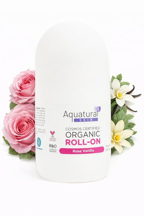 Regine Switzerland Organic Deodorant Roll-On for Sensitive Skin - Long-Lasting Rose Vanilla, 2.53 Fl Oz