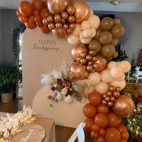 Burnt Orange & Brown Fall Balloons Set - Orange & Copper Decorations - Variation of Orange Brown
