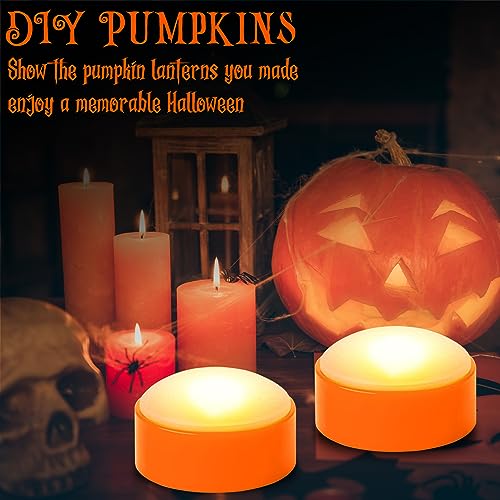 7LinRay 6 Pack Pumpkin Lights with Remote - Orange LED Jack-O-Lanterns for Halloween