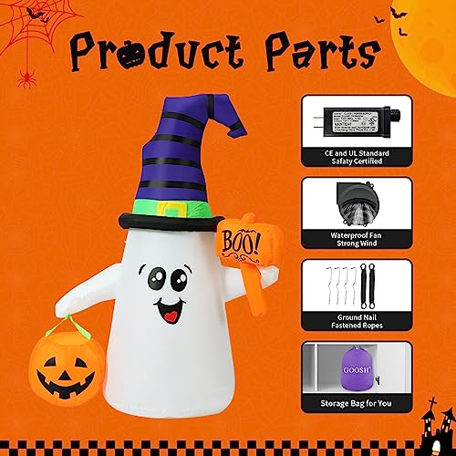 5 FT Outdoor Inflatable Ghost Halloween Decoration with Pump & LEDs