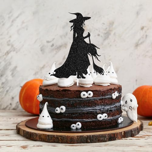 Witch Cake Topper Halloween Birthday Decorations for Girls Women