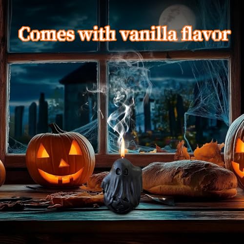Black Halloween Ghost Pumpkin Candle - Fragrant Decor for Home & Table - 2.76 x 2.36 Inches