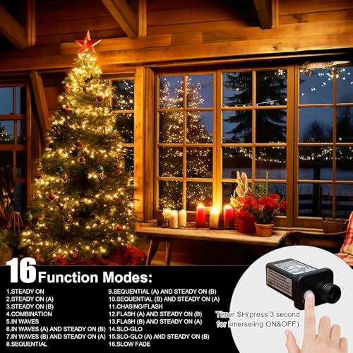 Christmas Fairy String Lights 165ft Warm White 500 LED 16 Modes Indoor Outdoor