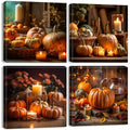 Fall Pumpkin Wall Art Canvas Prints - 12x12in 4-Piece Autumn Decor
