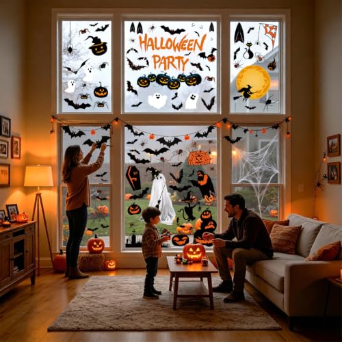 Halloween Window Clings - 9 Sheets Halloween Decorations Window Stickers - Halloween Party