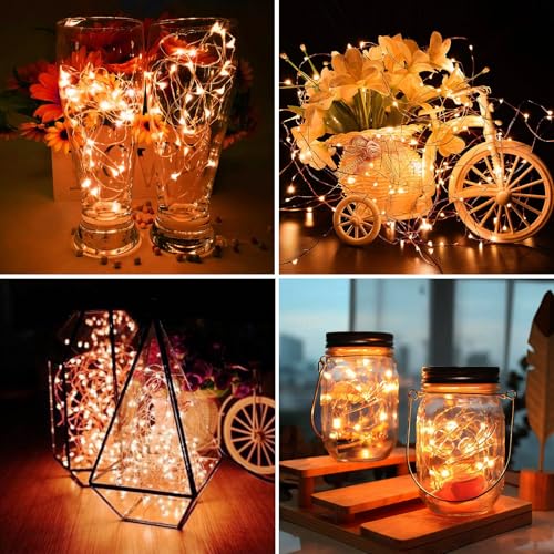 Battery Operated Fairy Lights 7ft 20 Mini LEDs Silver Wire - Orange, 100 Pack - DIY, Party, Wedding, Holiday Decor