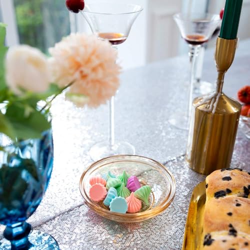 Silver Sequin Round Tablecloth 132 Inch for Events and Parties - Variation: Silver / 132"