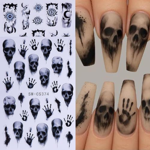 Halloween Ghost Pumpkin Nail Art Stickers 10PCS Self-Adhesive Gothic Halloween Design