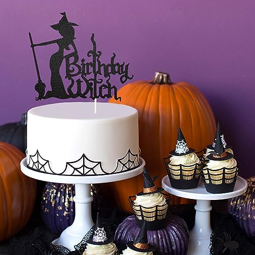 Birthday Witch Cake Topper, Happy Decor for Girl’s Halloween Party