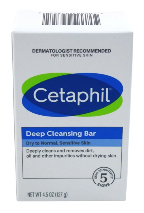 Cetaphil Bar Soap, Deep Cleansing Face and Body Bar, Pack of 6, For Dry to Normal, Sensitive Skin, Soap Free, Hypoallergenic, Paraben Free, Fragrance Free, Removes Makeup, Dirt and Oil