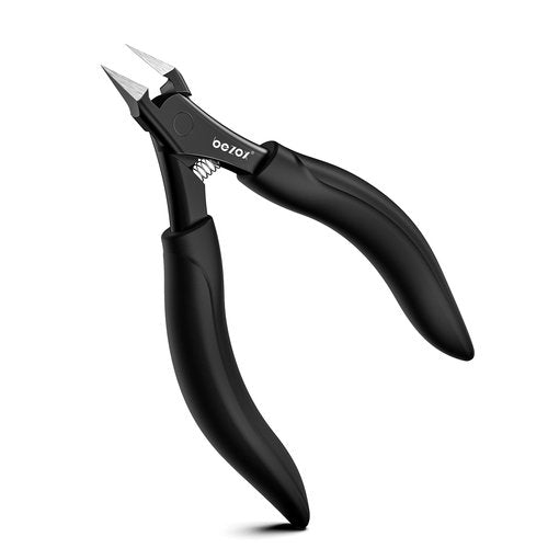 BEZOX Ingrown Toenail Clippers for Seniors, Slant Straight Blade Toe Nail Clippers for Thick and Ingrown Nails, Soft Grip Long Handle Toenail Scissors for Mani & Pedi Nail Care - Black