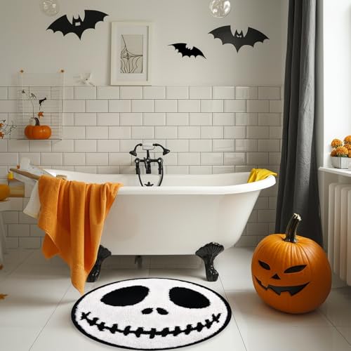 Halloween Creepy Nightmare Round Bath Rug 2ft Non-Slip Bathroom Mat