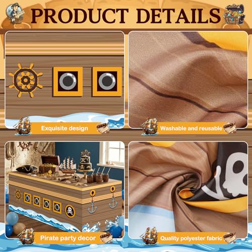 Pirate Party Tablecloth 72x30 Inch Nautical Ship Design for Kids & Adults - Pirate Variation