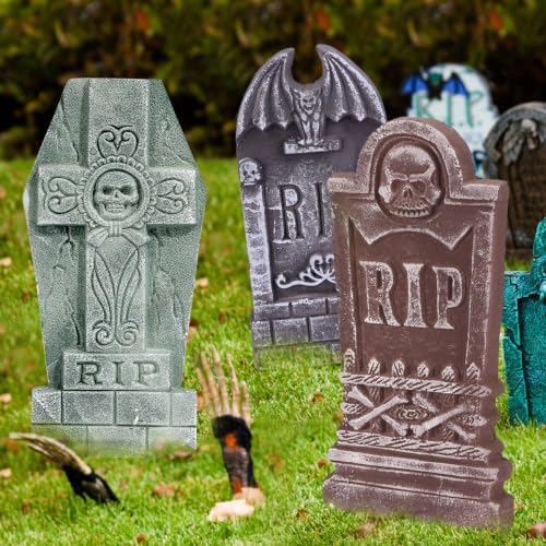 Halloween Foam Tombstones Set of 5 - Spooky Graveyard Decorations