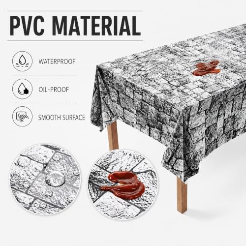 Stone Wall Tablecloth 54x108 Inch Medieval Castle Knight Themed Party Decorations - 2 Pack