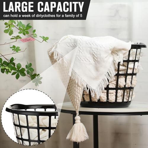 Black Plastic Laundry Baskets Set of 8 with Easy Carry Handles - Uiifan
