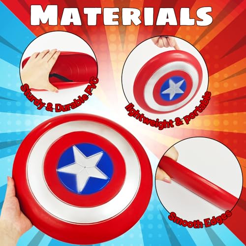 12 Inch Plastic Captain Round Shield Role Play Toy for Superhero Cosplay Halloween & Party