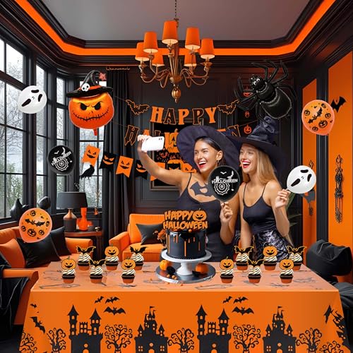 Halloween Party Decorations Kit 54 Pieces Foil Banners Balloons & Spooky Elements