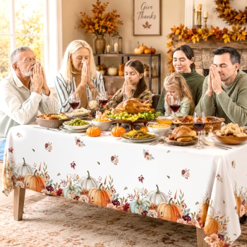 Fall Tablecloth 3 Pack Floral Pumpkin Thanksgiving Waterproof Plastic