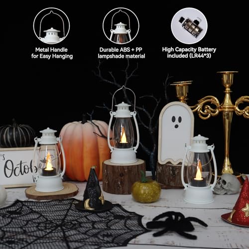 White Mini Lantern Set - 6 Elegant Battery-Operated LED Decor Lanterns for Weddings, Ramadan, Parties