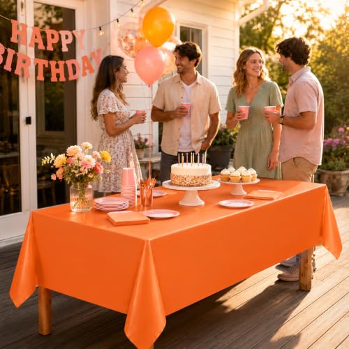 Orange Disposable Table Covers 54 x 108 Inches - 6 Pack for Fall Parties Variation of Orange / 6 Pack