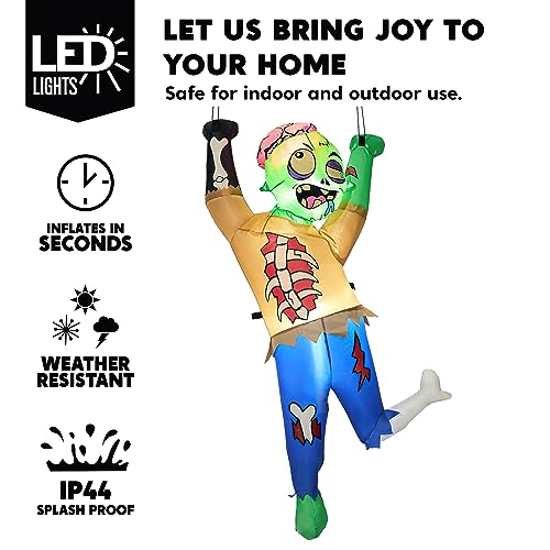 Inflatable Zombie Halloween Decoration with LED Lights - 5 FT Outdoor & Indoor Spooky Decor