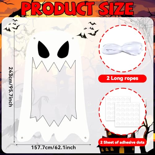Halloween Ghost Porch Banner - Spooky Hanging Door Decoration - Ghost Variation
