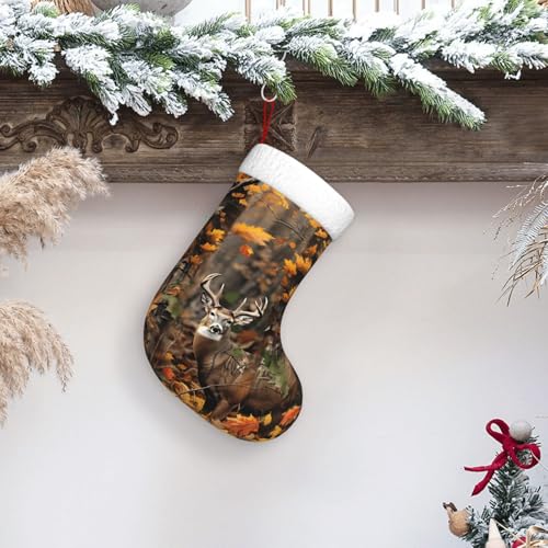 Personalized Christmas Stocking Large 18'' with Camo Deer Design - Holiday Decor