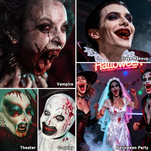 Red Tooth Paint - Temporary Blood Red FX Makeup for Halloween & Cosplay - Fast Dry & Safe - Variation: Red