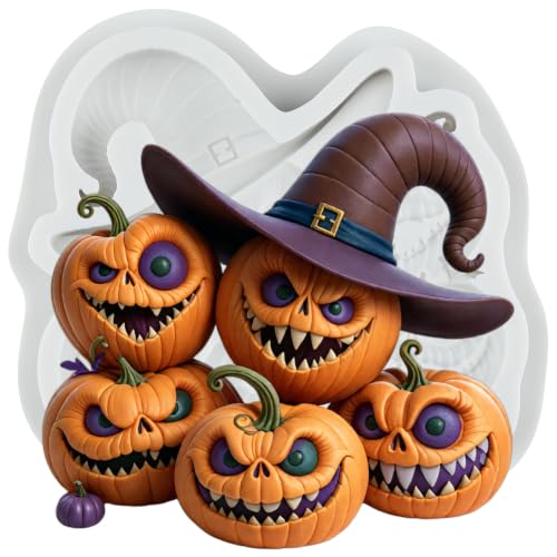 Halloween Witch Hat Pumpkin Silicone Mold - Fondant & Chocolate Decor - Style J