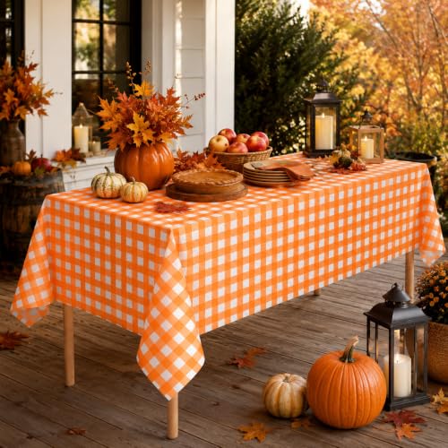Orange Gingham Tablecloths Set - 6 Pack, 54x108 Inch Fall & Thanksgiving Decor - Variation of THIS listing