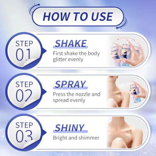 Glow Silver Body Glitter Spray - Temporary Sparkle for Hair & Skin 2.11 Fl Oz - Variation of THIS listing