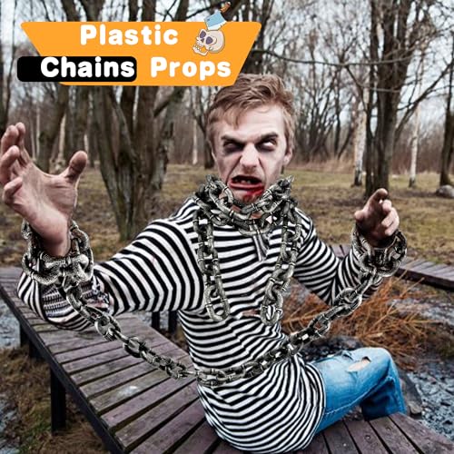 Halloween Plastic Chain Set - 5 Pack 6-Foot Fake Chains for Costume & Party Decor