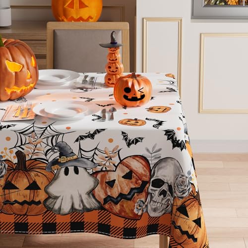 Halloween Spooky Pumpkin Rectangle Tablecloth 52x70 Inch - Fall Decor