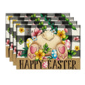 Easter Placemats Set of 4 - Buffalo Plaid Bunny Egg Spring Dinner Decor