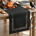 Black Rustic Geometric Table Runner 13x36 Inch - Halloween Seasonal Decor