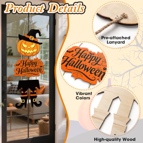 Halloween Door Sign with Witch Legs and Hat - Red Variation - 38 Inch Halloween Decor