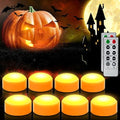 Orange Pumpkin LED Lights with Remote - 8 PCS Halloween Jack-O-Lantern Decor