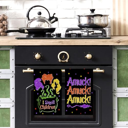Halloween Kitchen Towels 18x26 Inch 2-Pack - Hocus Pocus Home Party Decor